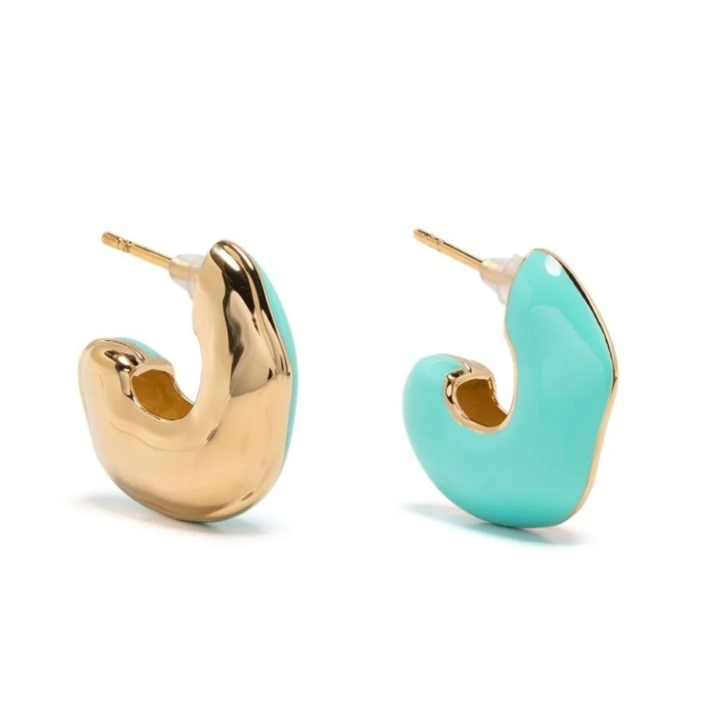 Missoma, SQUIGGLE CHUBBY TWO TONE ENAMEL HOOP EARRINGS NEW